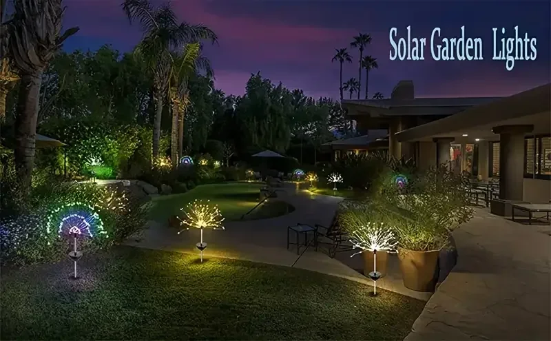 200LEDs Solar Fireworks Lights Outdoor Waterproof Solar Garden Lights 8 Lighting Modes With Remote Control Decorations Light