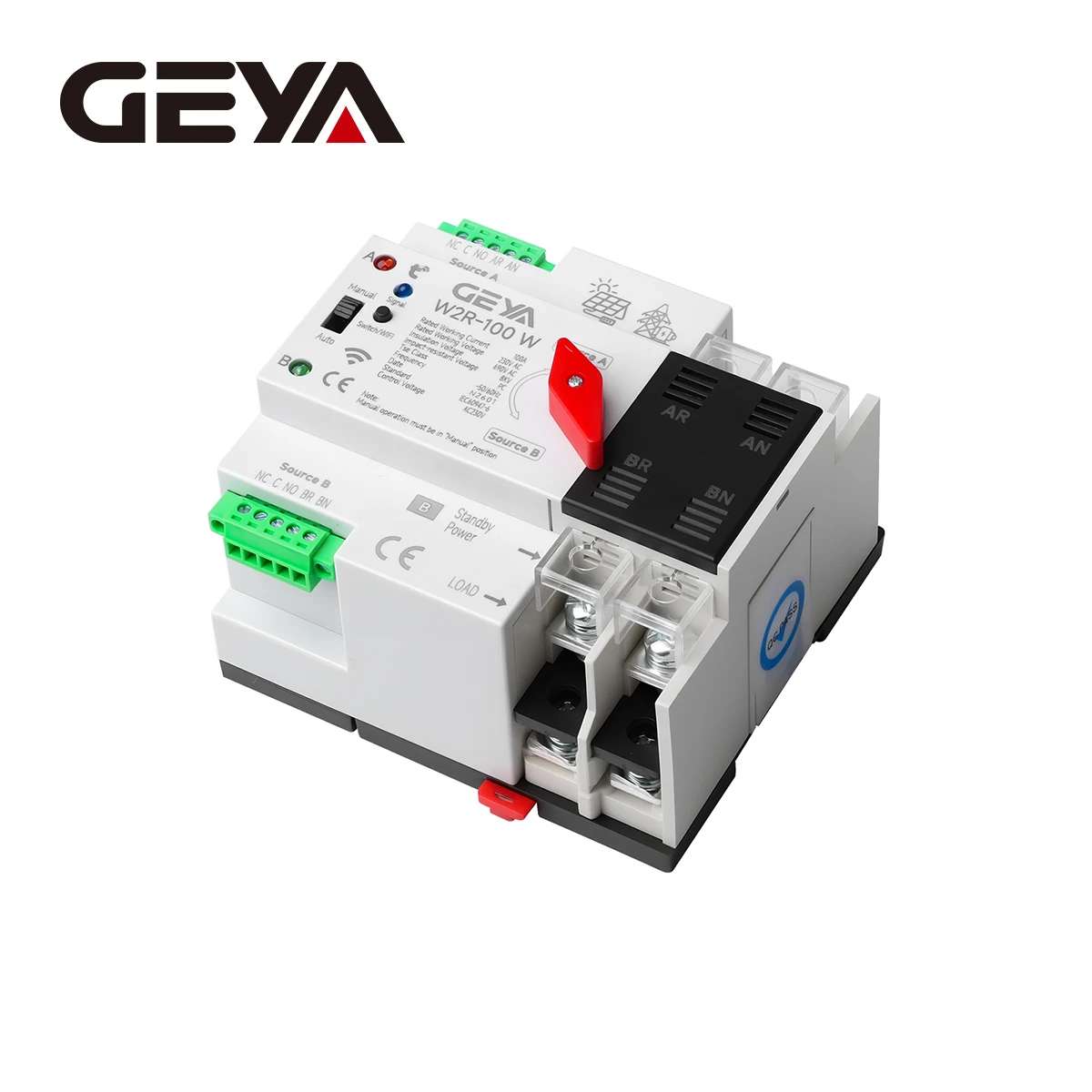 GEYA WIFI Smart ATS 2P 4P 230VAC Dual Power Automatic Transfer Switch Uninterrupted Remote Automatic Control Power Switcher Tuya