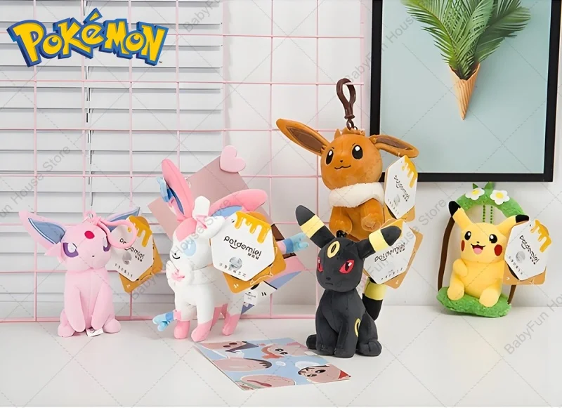 Original Pokemon Mimikyu Gengar Snorlax Umbreon Plush Toy Keychain Kawaii Espeon Jigglypuff Sprigatito Quaxly Peluche Dolls Gift