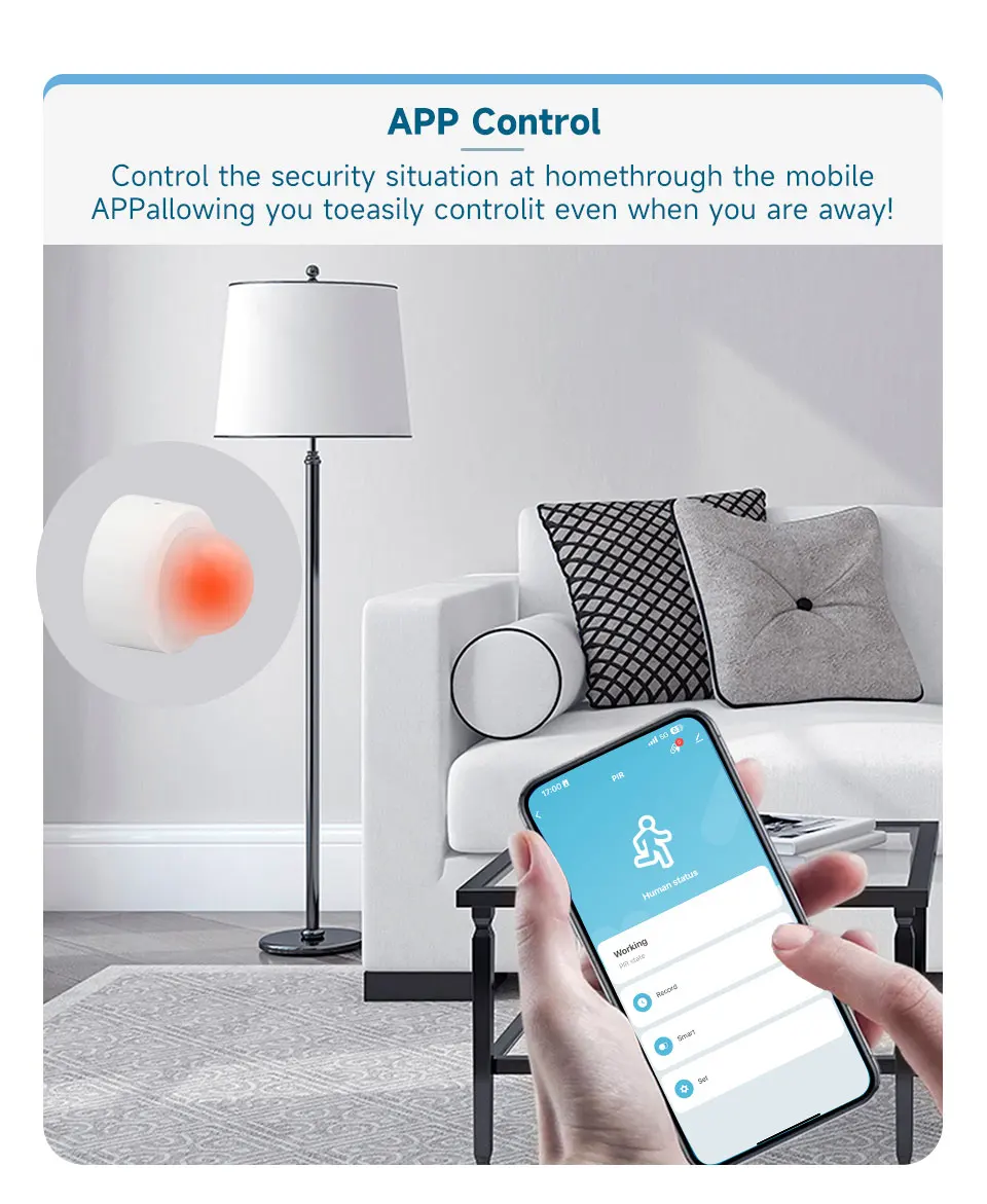 Tuya Zigbee PIR Motion Sensor Human Body Infrared Detection Smart Home Security Alarm Detector Works with Alexa Google Assistant