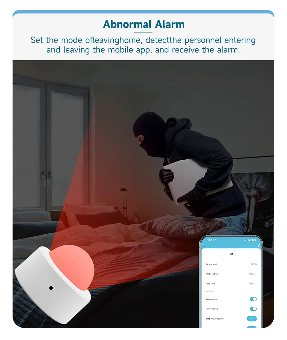 Tuya Zigbee PIR Motion Sensor Human Body Infrared Detection Smart Home Security Alarm Detector Works with Alexa Google Assistant