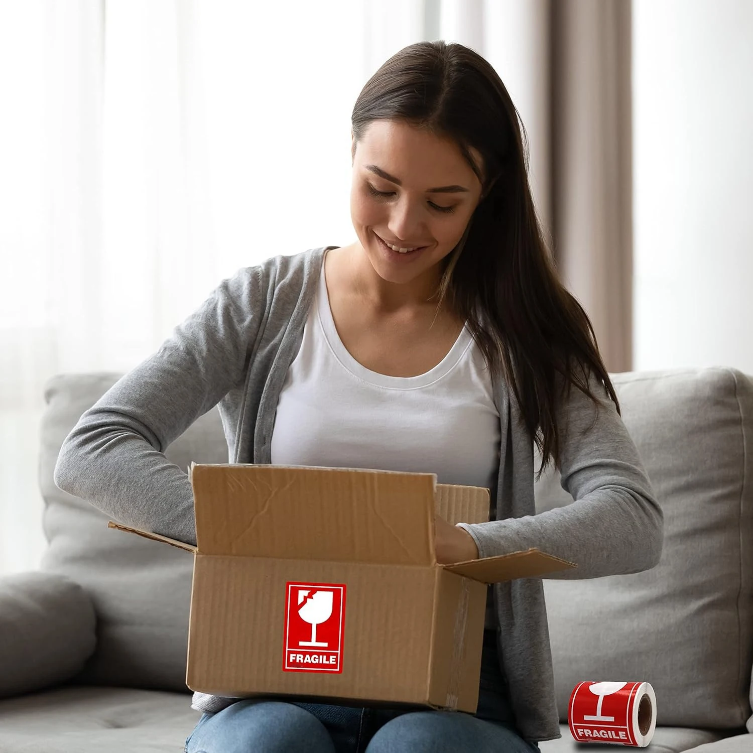 100/200Pcs 2In*3In Fragile Handle with Care Red Logistics Transport Warehouse Storage Warning Stickers Warning Box Packaging Transport Adhesive Labels Warehouse Storage Warning Labels Cups Jars Porcelain Bowls Bottles Fragile Item Warning Logistics Transport Adhesive Label Stickers
