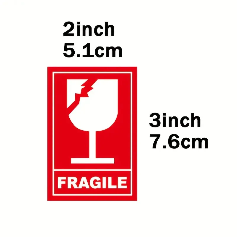 100/200Pcs 2In*3In Fragile Handle with Care Red Logistics Transport Warehouse Storage Warning Stickers Warning Box Packaging Transport Adhesive Labels Warehouse Storage Warning Labels Cups Jars Porcelain Bowls Bottles Fragile Item Warning Logistics Transport Adhesive Label Stickers