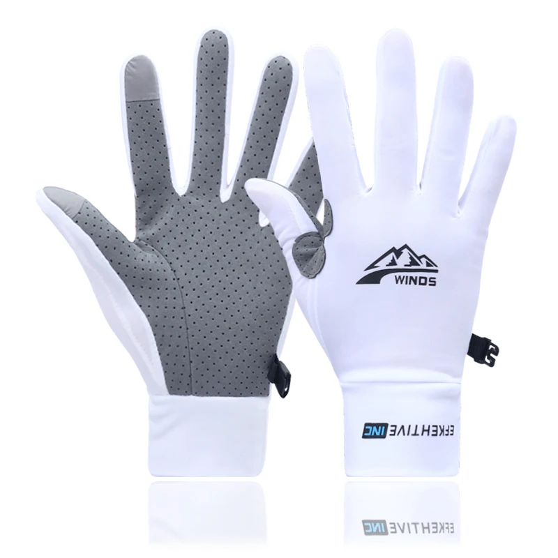 Men's Lightweight Summer Ice Silk Full-Finger Quick-Dry Touchscreen Sports Fishing Sun Protection Driving Cycling Gloves for Wom
