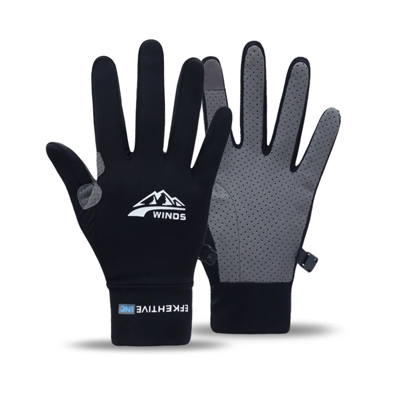 Men's Lightweight Summer Ice Silk Full-Finger Quick-Dry Touchscreen Sports Fishing Sun Protection Driving Cycling Gloves for Wom