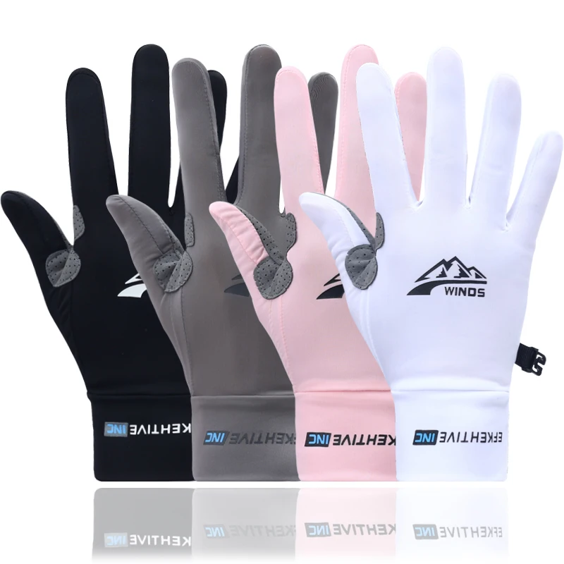 Men's Lightweight Summer Ice Silk Full-Finger Quick-Dry Touchscreen Sports Fishing Sun Protection Driving Cycling Gloves for Wom