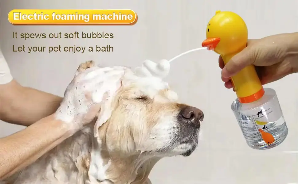 Cute Duck Pet Cleaning Bathing Electric Foam Machine Usb Charging Automatic Soap Dispenser Foam Machine Pet Accessories