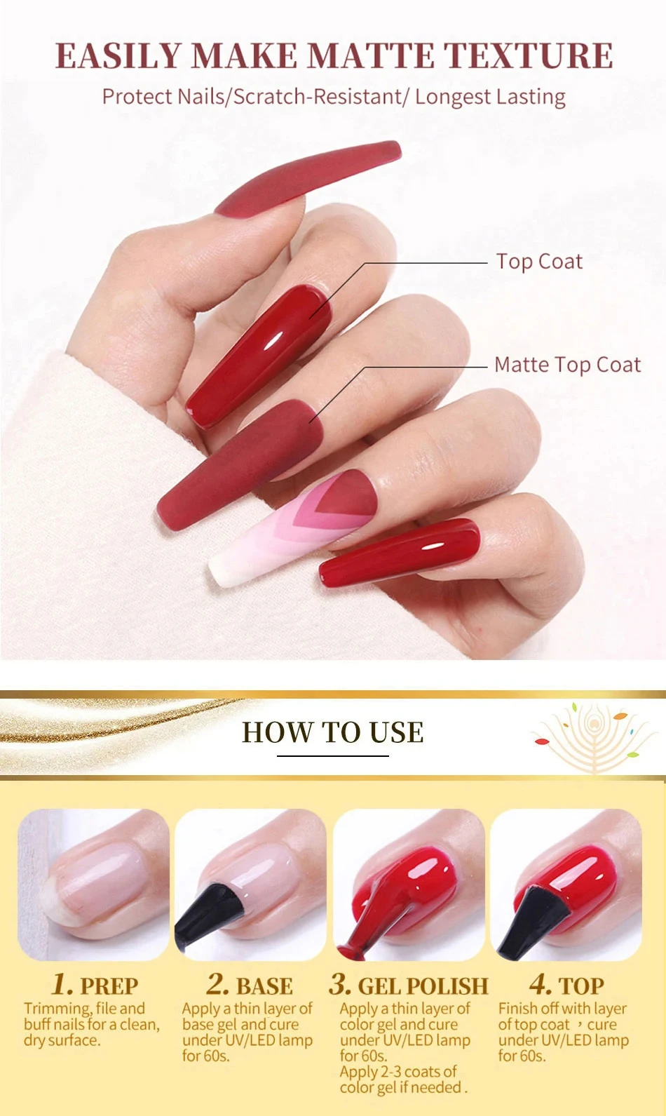 BORN PRETTY 250g Super Top Coat Gel Nail Polish Base Gel Matte Top Coat Jelly Gel Rubber Base Gel Soak Off Big Volume Varnish