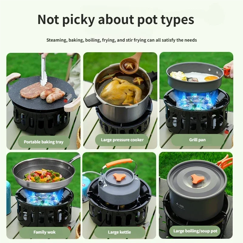 19800W High-Power Strong Fire 7-Core Camping Stove Portable Gas Burner Windproof Electronic Ignition Camping Equipment