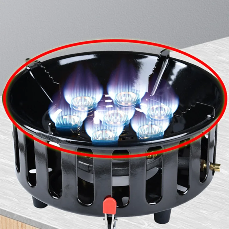 19800W High-Power Strong Fire 7-Core Camping Stove Portable Gas Burner Windproof Electronic Ignition Camping Equipment