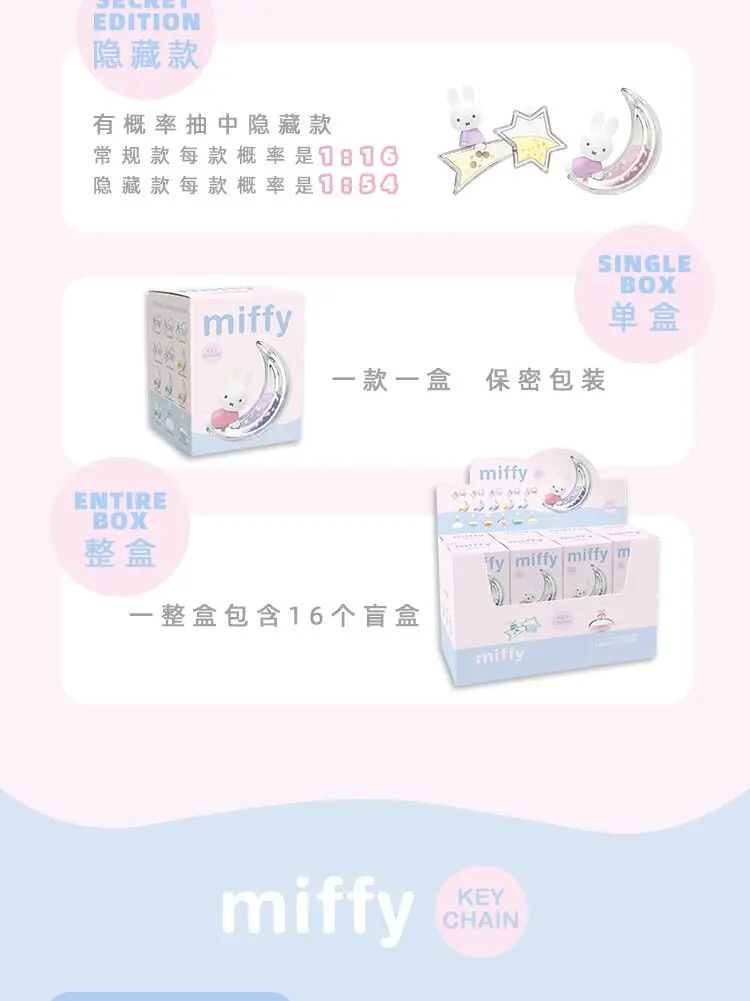 Miffy Dream Keychain Blind Box Cartoon Rabbit Stars Moon Cloud Model Toy Kawaii Flowing Sand Pendant Bag Charm Collectible Gifts