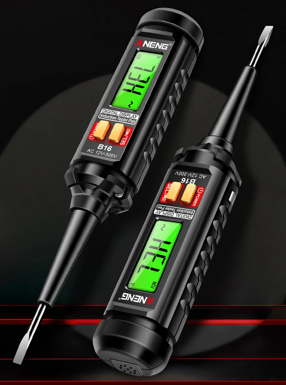 12V-300V AC Voltage Sensing Digital Tester Pen ANENG B16 Word Screwdriver Non-Contact NCV Voltage Sound and Light Alarm Detector