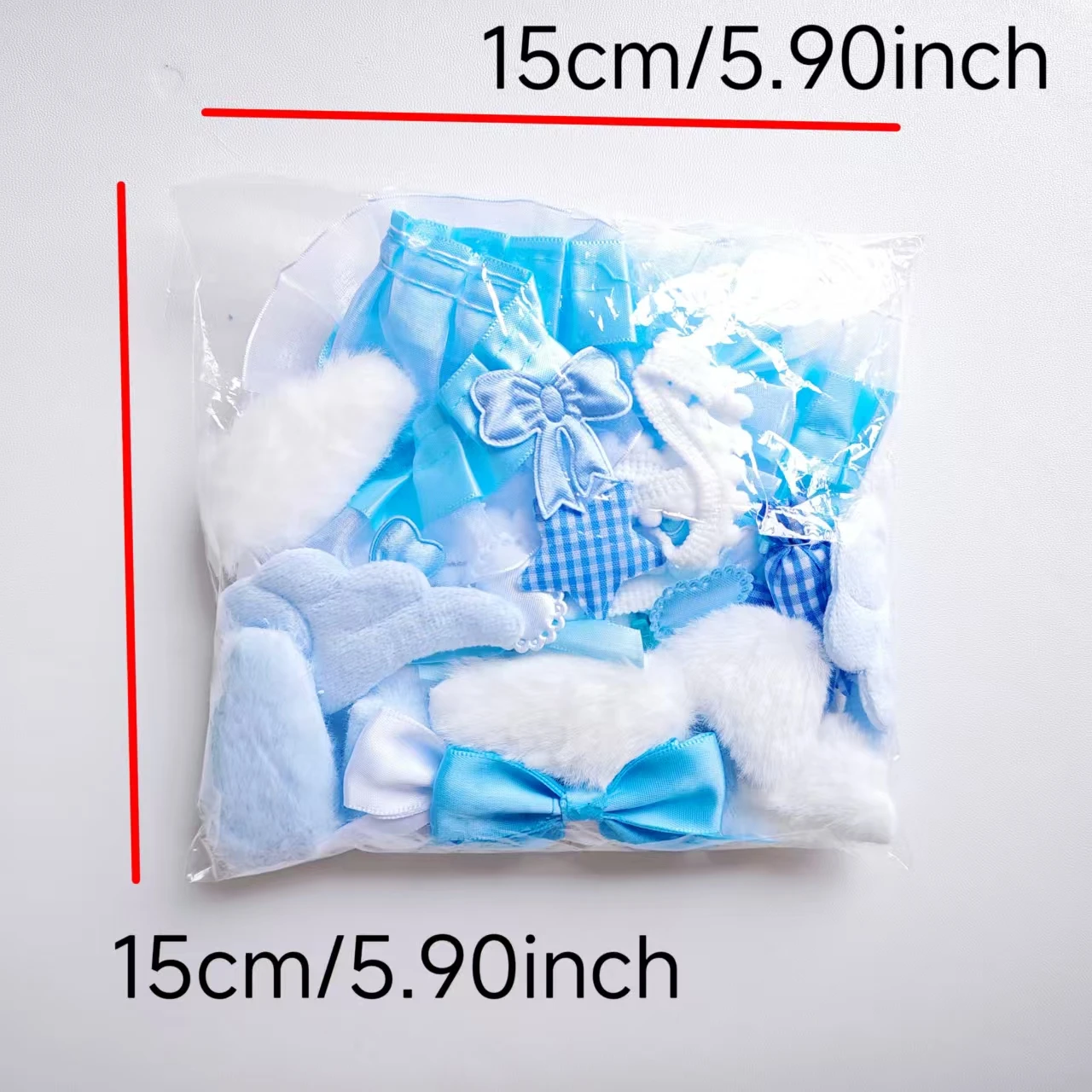 40 Pieces of Lace Handmade Material Kit, Lace Plush Bunny Ears, Angel Wings Accessories, Clothing Accessories, Heart and Star Set