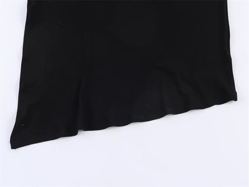 Women's Top 2026 Spring New Style Black Short-Sleeve High-Neck Asymmetrical Pleated Decorative Top Elegant and Stylish Personal