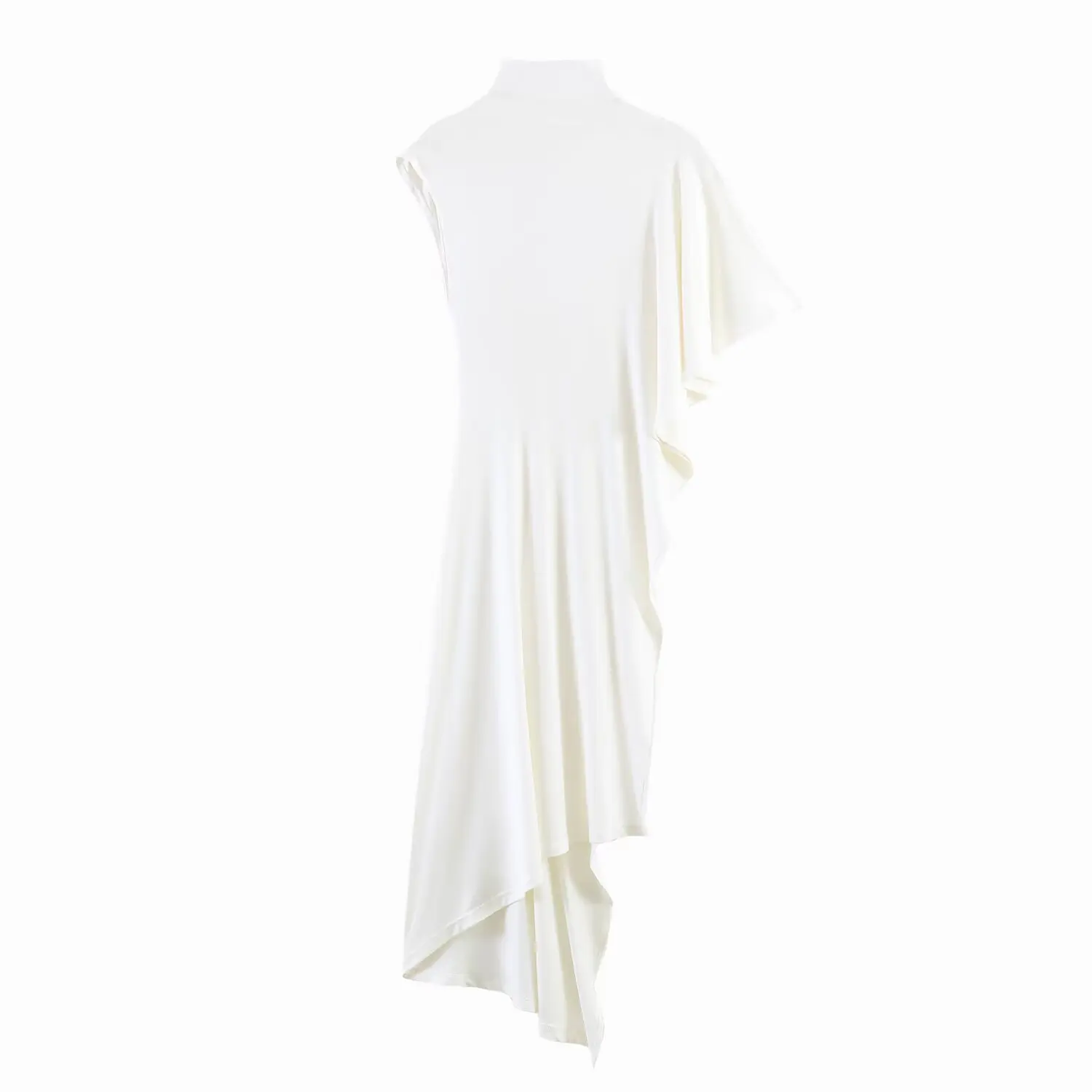 Women's Top 2026 Spring New Style Black Short-Sleeve High-Neck Asymmetrical Pleated Decorative Top Elegant and Stylish Personal