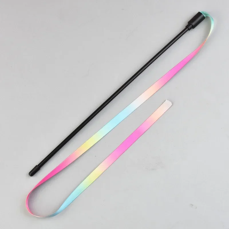 Interactive Coloured Ribbon Cat Toys Teasing Catd Stick Satin Ribbon Cat Stick Toys Kitten Playing Teaser Wand Toy Pet Supplies