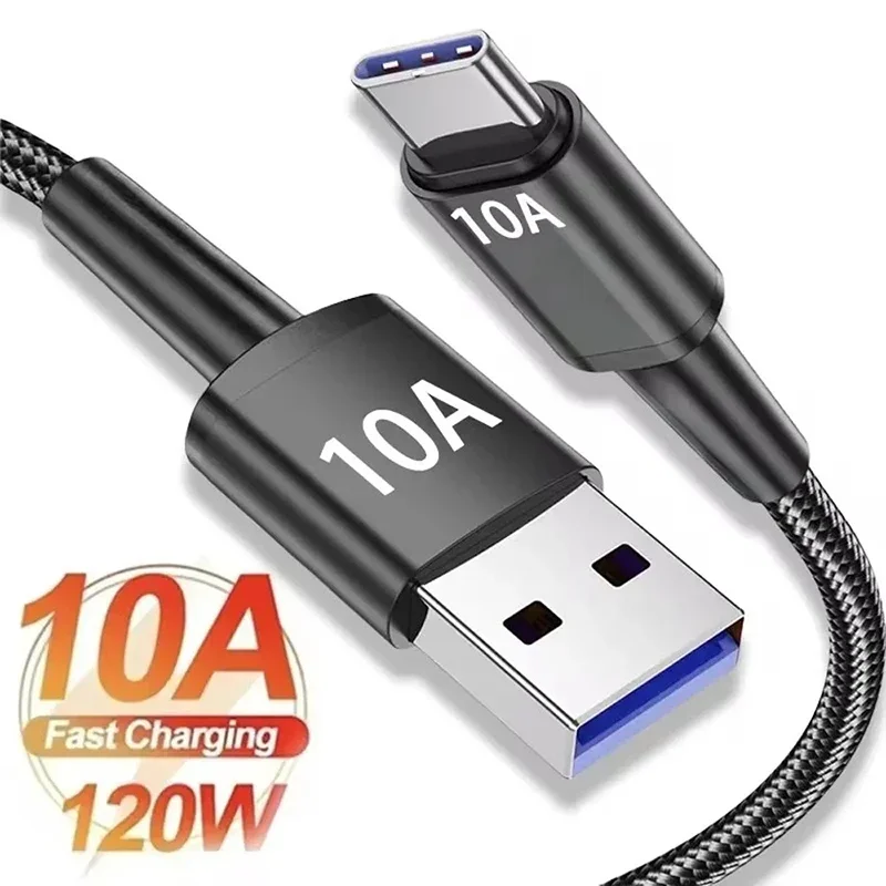 New 10A 120W Fast Charging Type C Cable Usb Data Transfer Data Cord For Xiaomi Oneplus Realme Huawei 0.25/0.5/1/1.5/2/3m