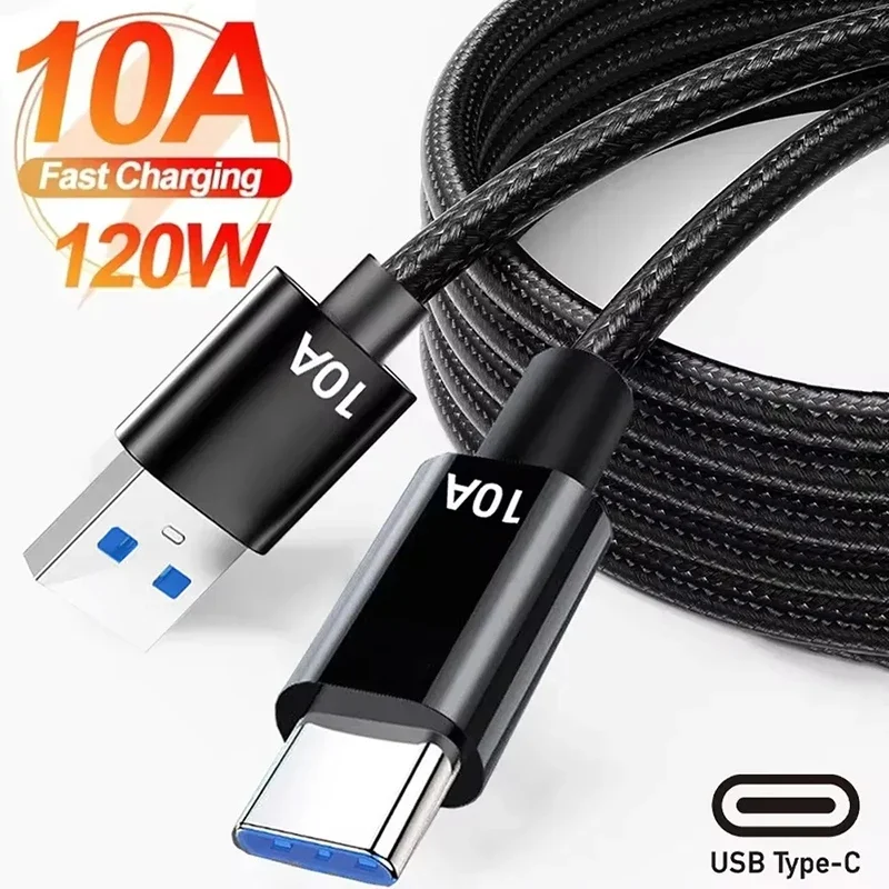 New 10A 120W Fast Charging Type C Cable Usb Data Transfer Data Cord For Xiaomi Oneplus Realme Huawei 0.25/0.5/1/1.5/2/3m