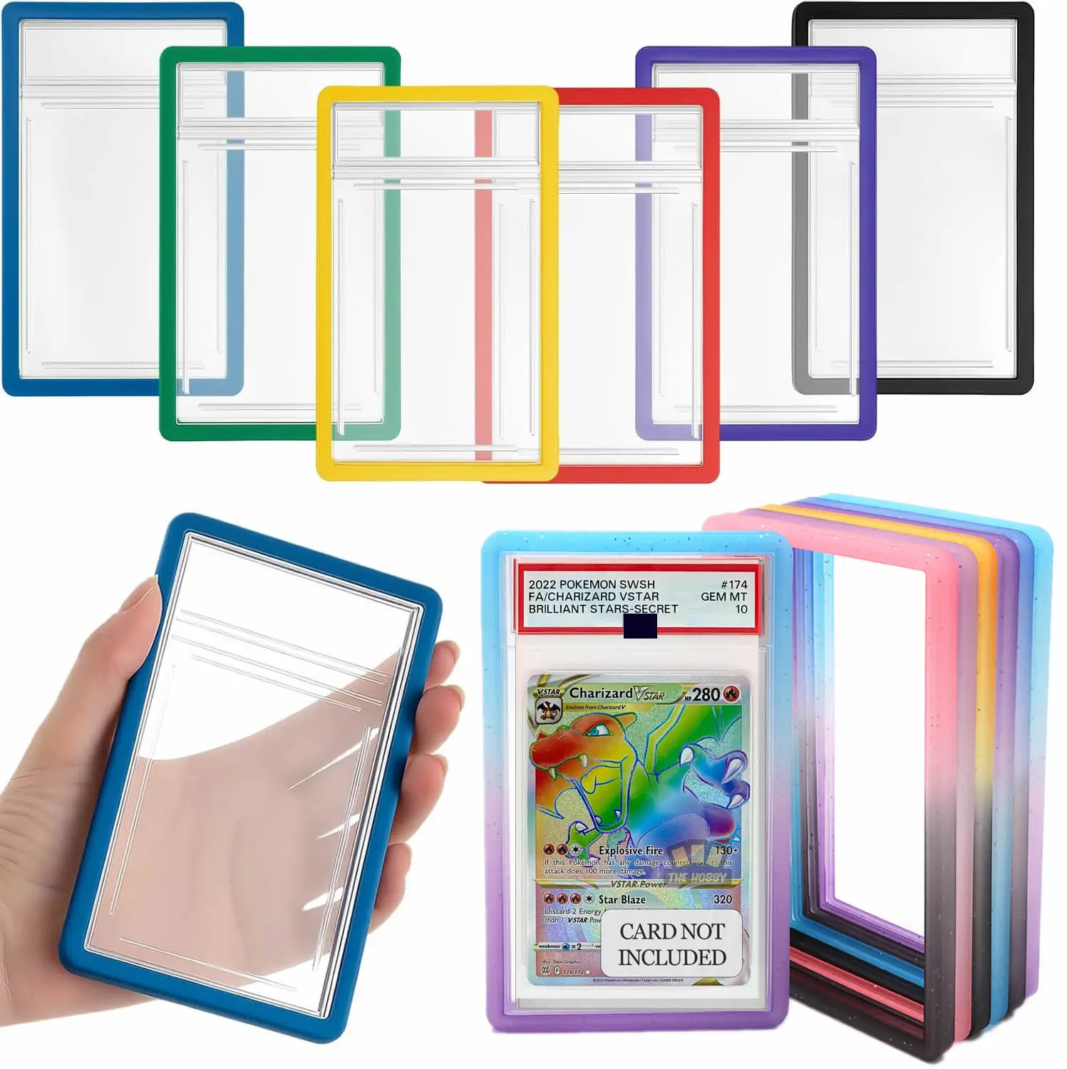 35PT Card Graded Case Silicone Protector Bumper Protection For TCG Game Trading Cards Baseball Sports Cards Protective Slabs