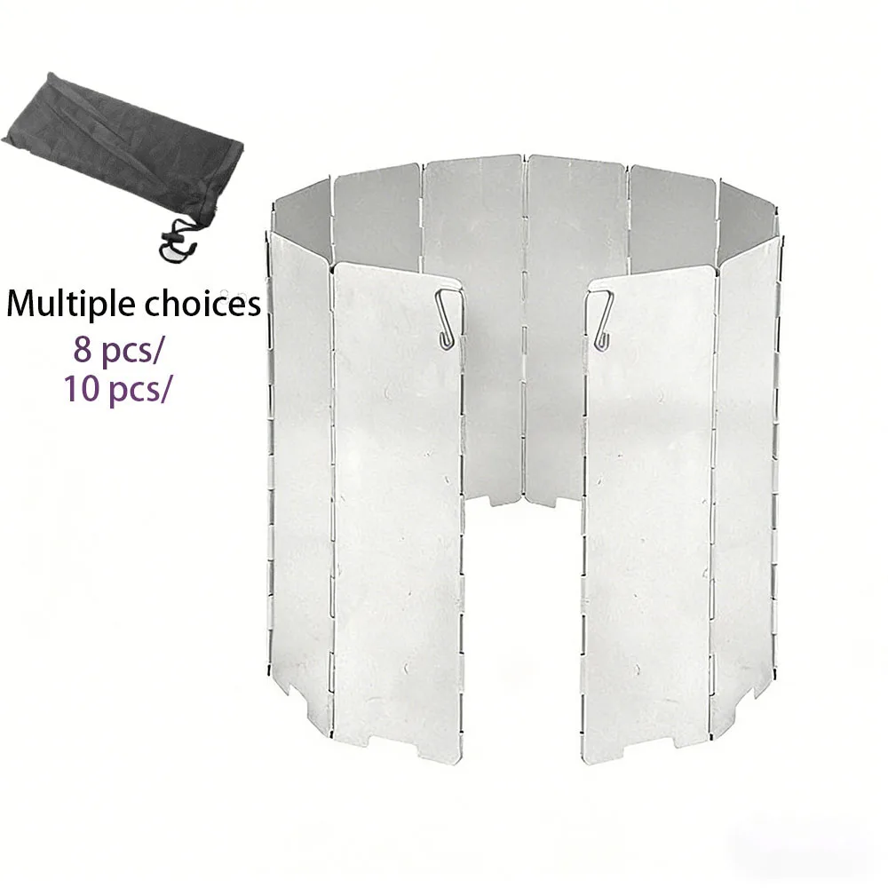 8 Plates / 10 Plates Aluminum Alloy Stove Windscreen Ultralight Foldable Stove Windshield Camping Stove Gas Stove Wind Shield