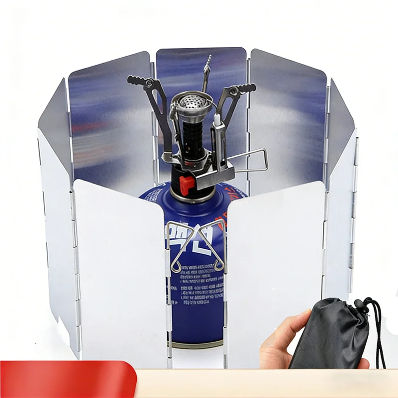 8 Plates / 10 Plates Aluminum Alloy Stove Windscreen Ultralight Foldable Stove Windshield Camping Stove Gas Stove Wind Shield