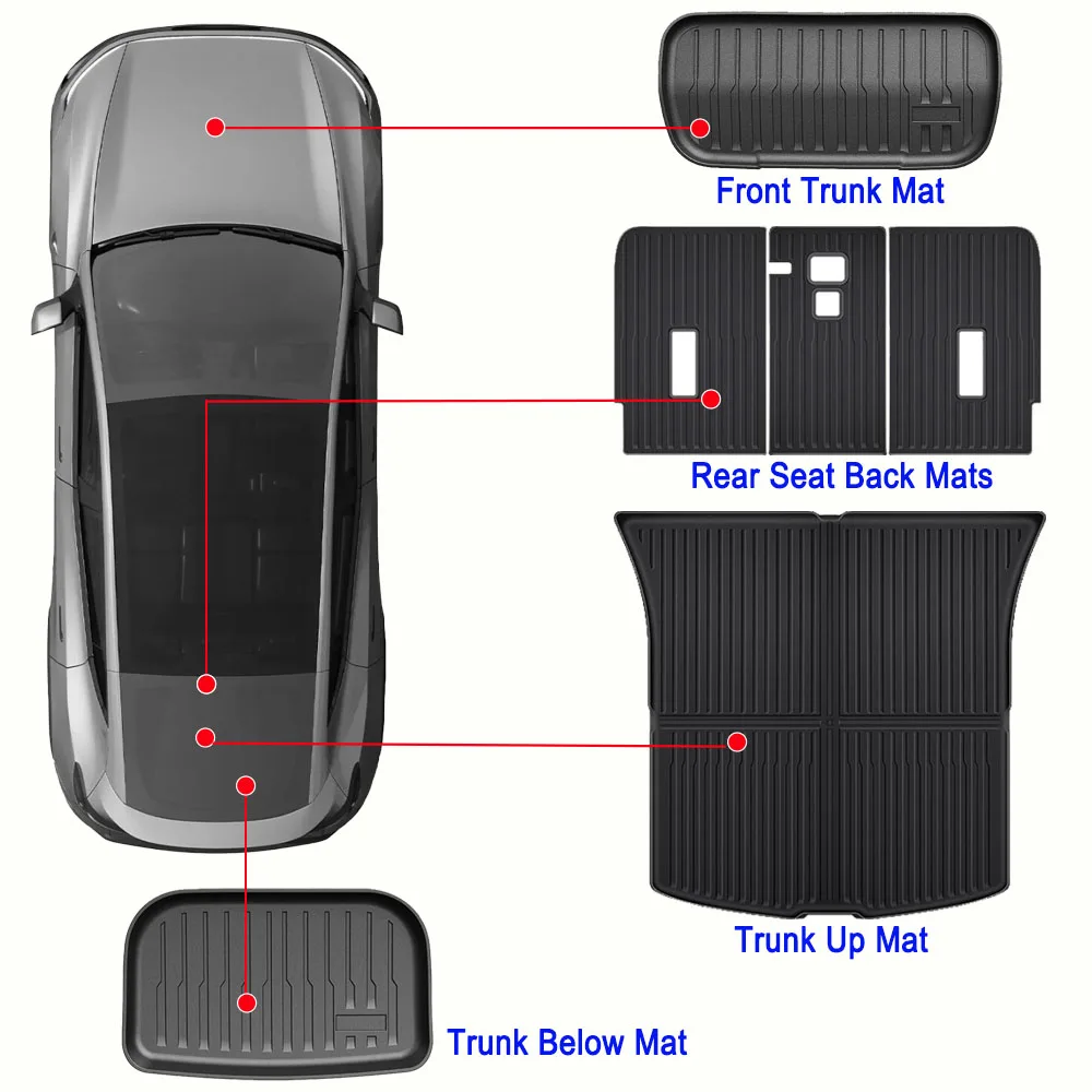 For Tesla Model Y Juniper 2025 2026 Front Rear Trunk Mats Cargo Mat Liner Seat Back Cover Pads All Weather Interior Accessories