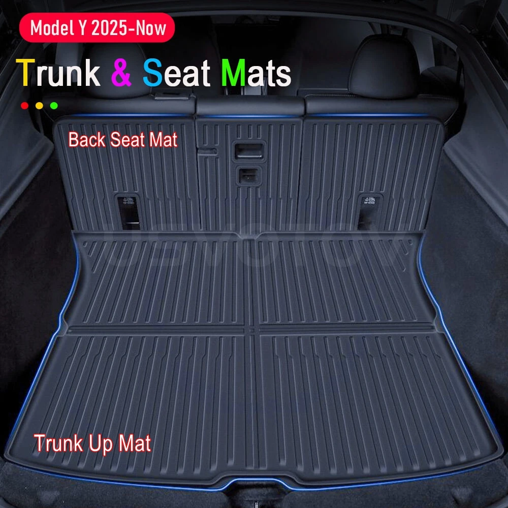 For Tesla Model Y Juniper 2025 2026 Front Rear Trunk Mats Cargo Mat Liner Seat Back Cover Pads All Weather Interior Accessories
