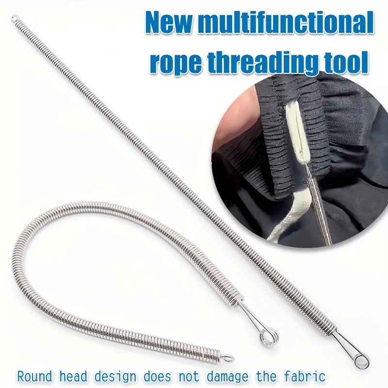 Bendable Spring Drawstring Threader Clip Pants Hoodies Elastic Band Lace Cord Flexible Drawstring Thread DIY Sewing Accessories