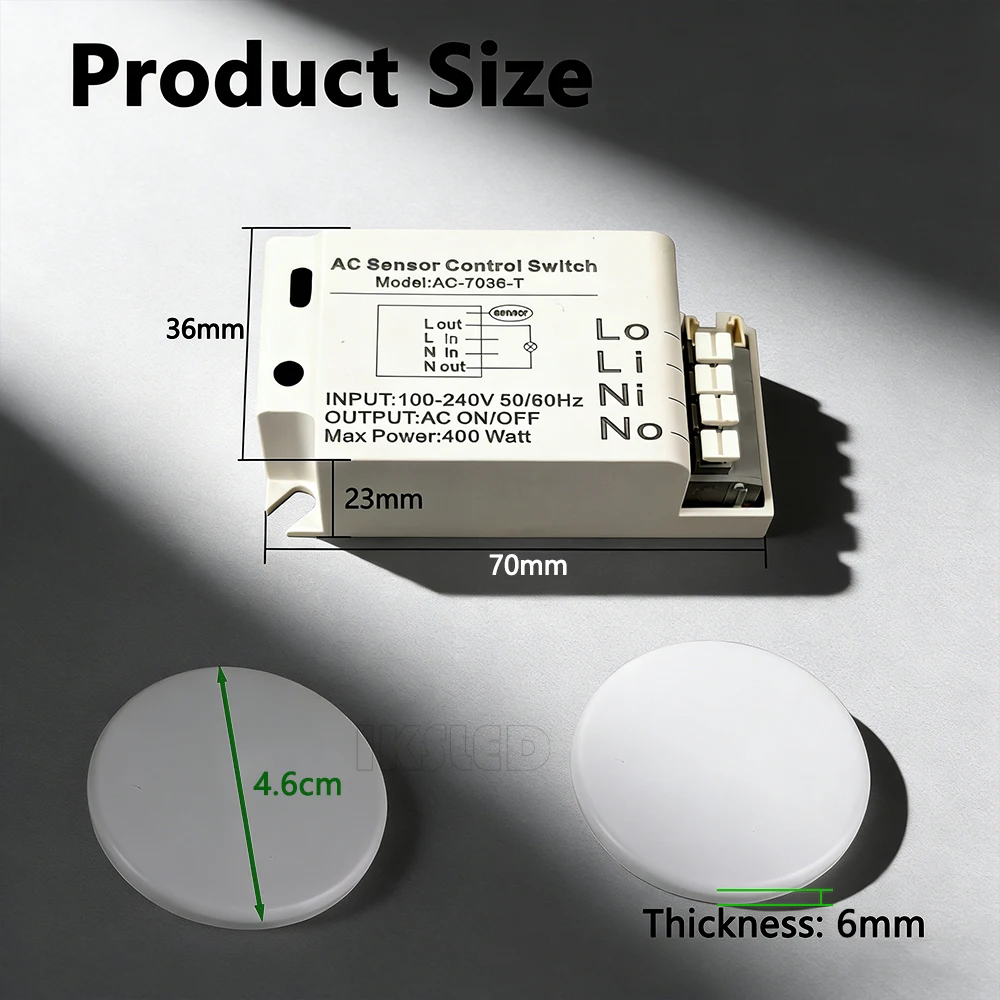 220V LED Touch ON/OFF Sensor Switch Penetrating Wood Panel Smart Home Customized for Lighting Control Used for cupboard