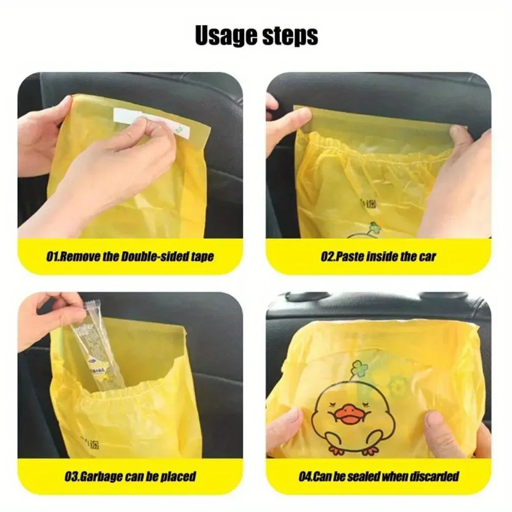 15pcs/pack Adhesive Car Trash Bag Disposable Car Interior Hanging Multi-Functional Clean Bag Small Plastic Bag Car Garbage Bin