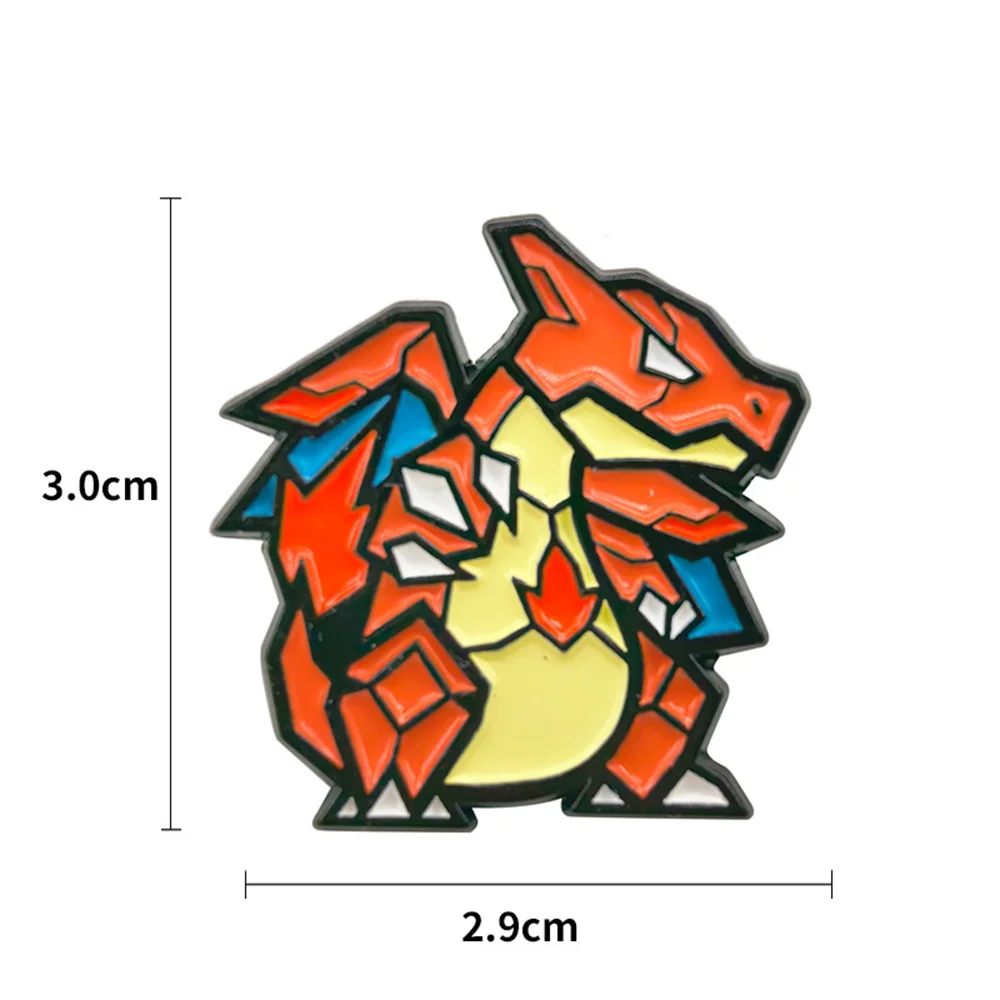 3Pcs Charizard Enamel Pin Set - Mosaic Style Blastoise Venusaur Brooches, Anime Lapel Badges for Collectors