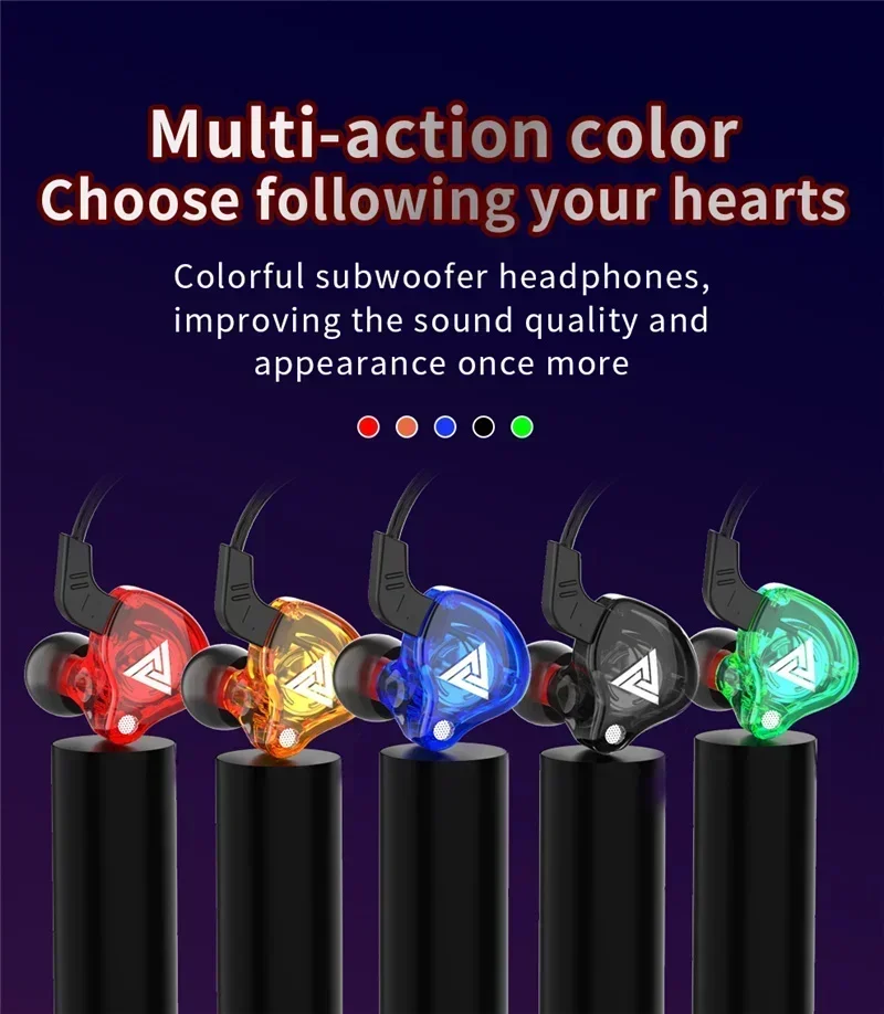 VIKEFON QKZ AK6 In Ear Earphone 6 Dynamic Driver Unit Headphone With Mic Stereo Sports HIFI Subwoofer Headset Monitor Earbuds