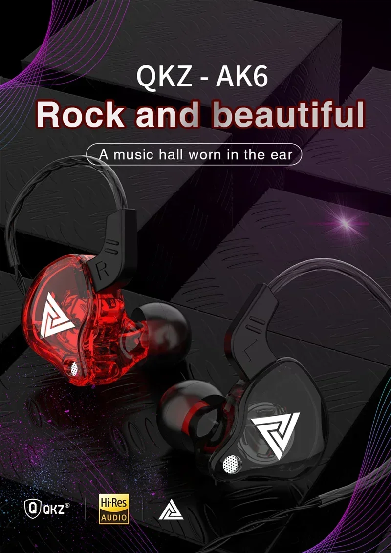 VIKEFON QKZ AK6 In Ear Earphone 6 Dynamic Driver Unit Headphone With Mic Stereo Sports HIFI Subwoofer Headset Monitor Earbuds