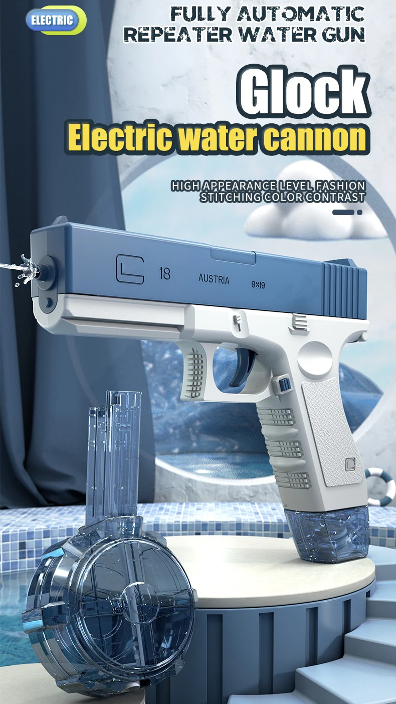 Electric Water Gun Rechargeable Automatic & Manual Spray Gun Capacity Range Up to 32 FT Range for Adults & Kids