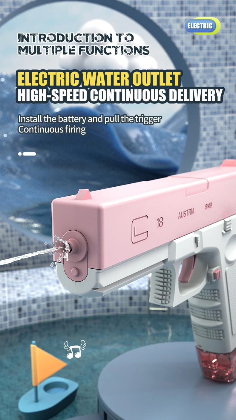 Electric Water Gun Rechargeable Automatic & Manual Spray Gun Capacity Range Up to 32 FT Range for Adults & Kids