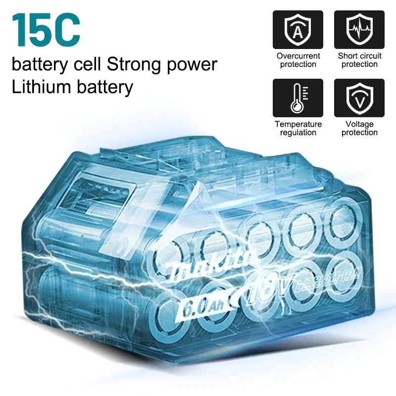 100% Original Makita 18V Tool Battery, 6.0Ah Stable Power Output,for Makita 18V LXT Series Power Tool Replace The Battery