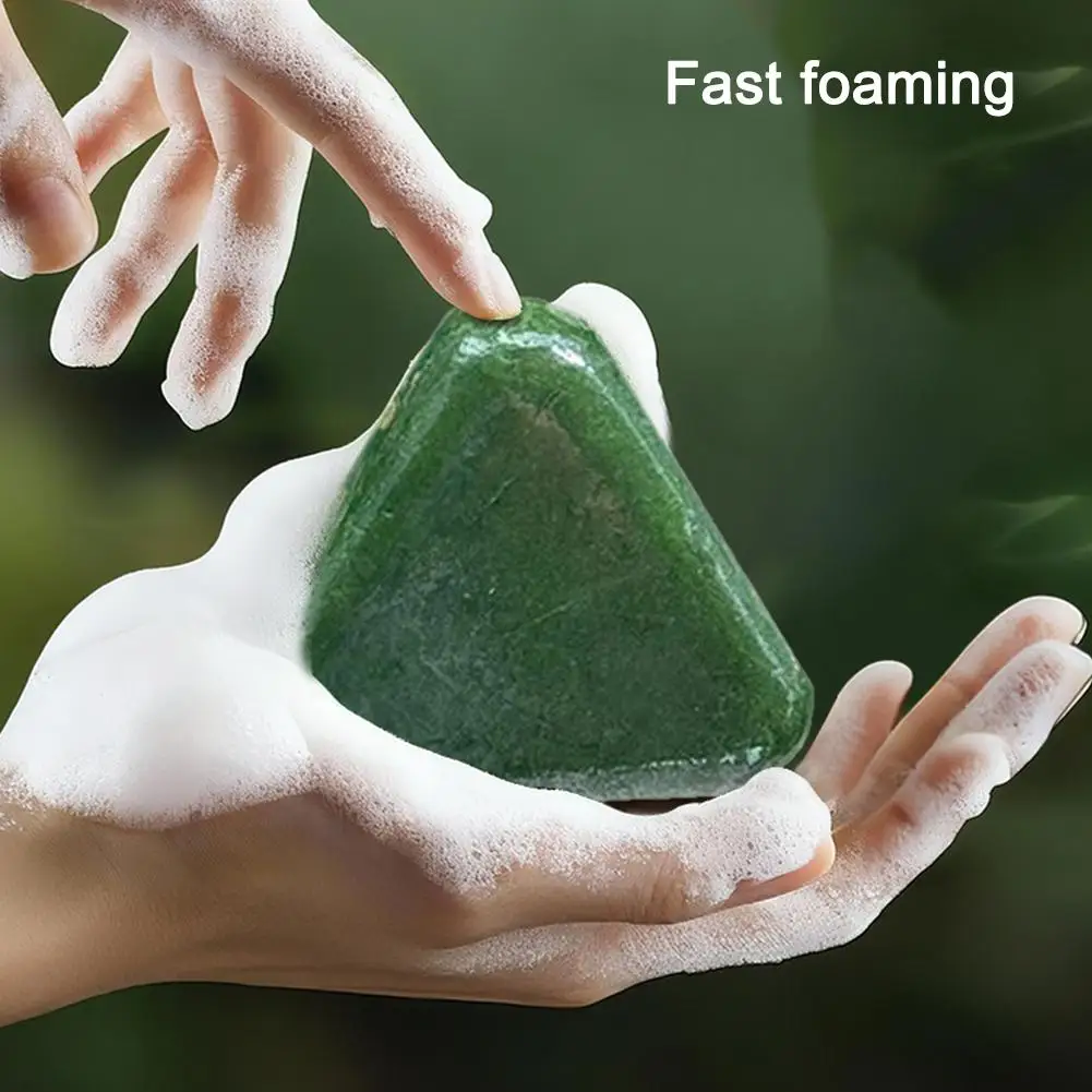 1-10PCS Triangle Shampoo Bar, Usman Grass Shampoo Bar,Nature Seven Green Soap Shampoo, Calming & Strengthens Hair for Women Men