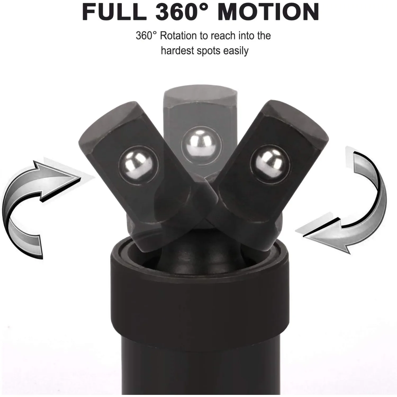 Air Cannon Pneumatic Universal Joint-Socket Swivel Set 360 degree Rotary Joint Electric Wrench Socket Extension Set 1/2" 3/8" 1/