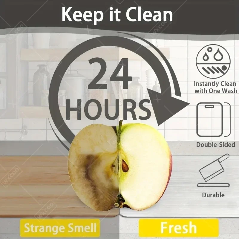 WXCOO Chopping Board Stainless Steel Double Sided Thickened Kneading Dough Board Kitchen Household Fruit Cutting Block