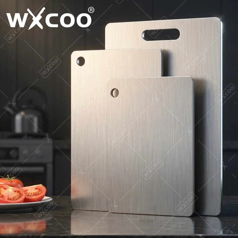 WXCOO Chopping Board Stainless Steel Double Sided Thickened Kneading Dough Board Kitchen Household Fruit Cutting Block