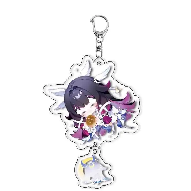Game Genshin Columbina Hyposelenia Damselette Acrylic Keychain Backpack Pendant and Figure Stand Model Plate Desktop Decor Gift