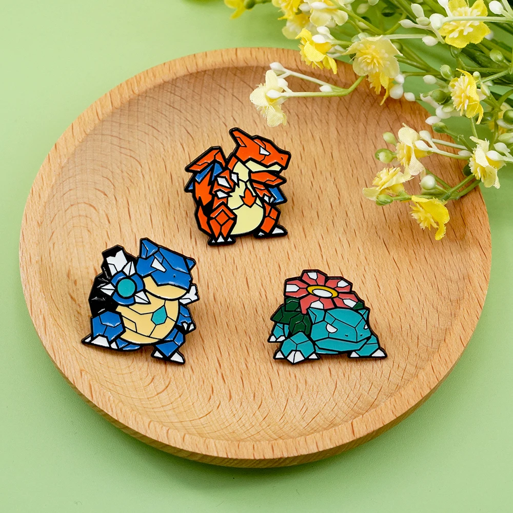 New Creative Anime Isekai Monster Charizard Brooch Badge Blastoise Venusaur Enamel Lapel Pins For Collectors