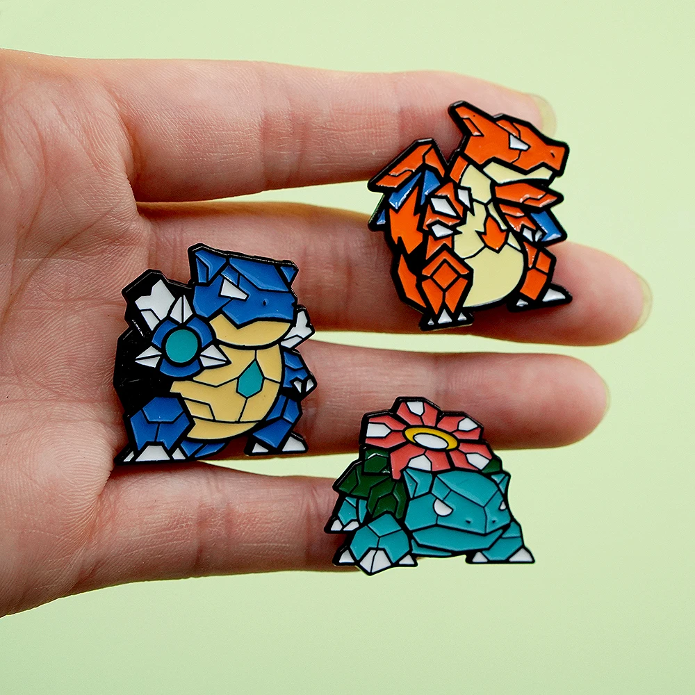 New Creative Anime Isekai Monster Charizard Brooch Badge Blastoise Venusaur Enamel Lapel Pins For Collectors