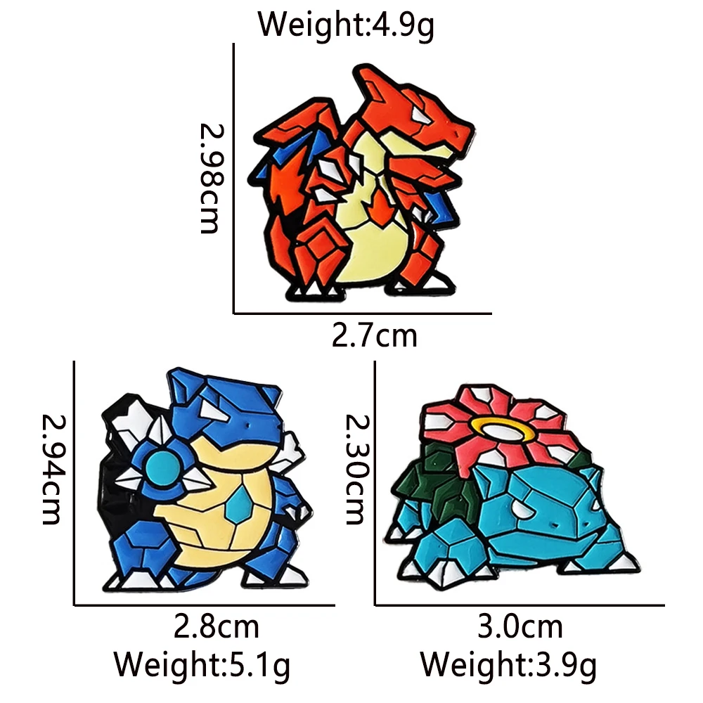 New Creative Anime Isekai Monster Charizard Brooch Badge Blastoise Venusaur Enamel Lapel Pins For Collectors