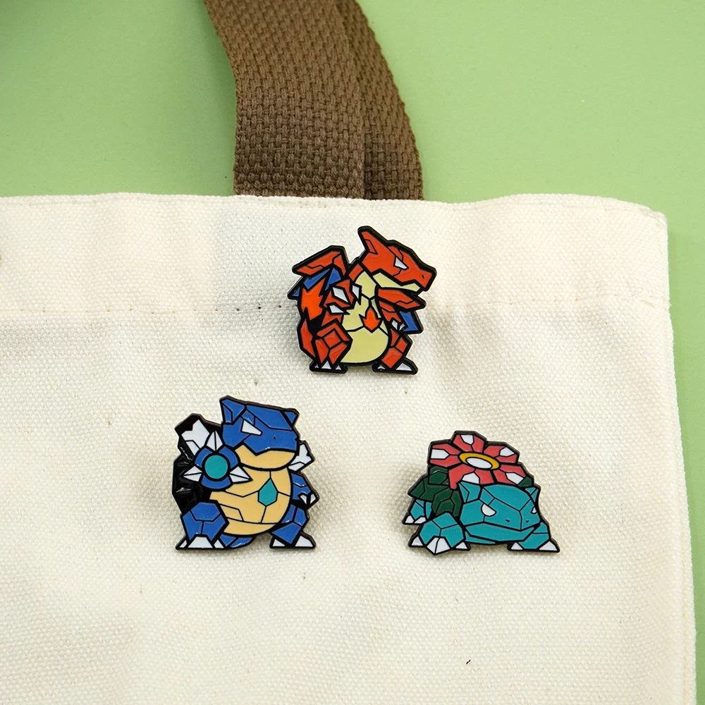 New Creative Anime Isekai Monster Charizard Brooch Badge Blastoise Venusaur Enamel Lapel Pins For Collectors