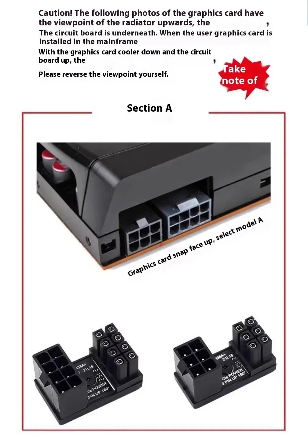 LDPCSJ 180° Rotating Elbow PCI-E Graphics Card Power Supply Adapter Connector GPU PSU Steering 6Pin 8Pin Wiring Artifact