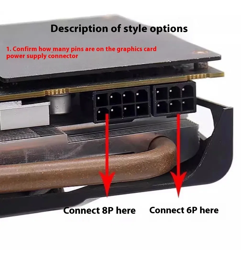 LDPCSJ 180° Rotating Elbow PCI-E Graphics Card Power Supply Adapter Connector GPU PSU Steering 6Pin 8Pin Wiring Artifact