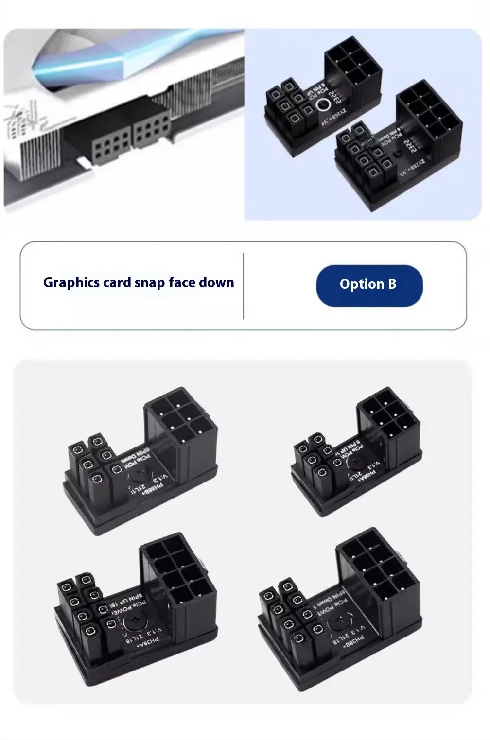 LDPCSJ 180° Rotating Elbow PCI-E Graphics Card Power Supply Adapter Connector GPU PSU Steering 6Pin 8Pin Wiring Artifact