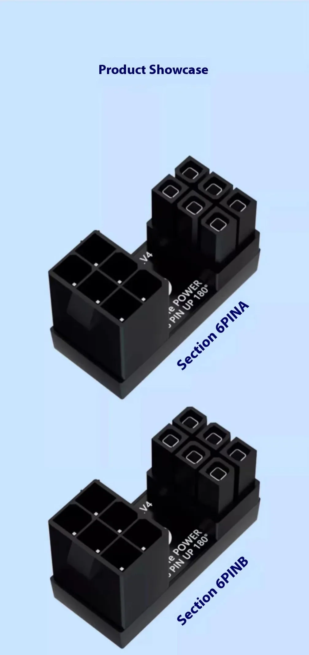 LDPCSJ 180° Rotating Elbow PCI-E Graphics Card Power Supply Adapter Connector GPU PSU Steering 6Pin 8Pin Wiring Artifact