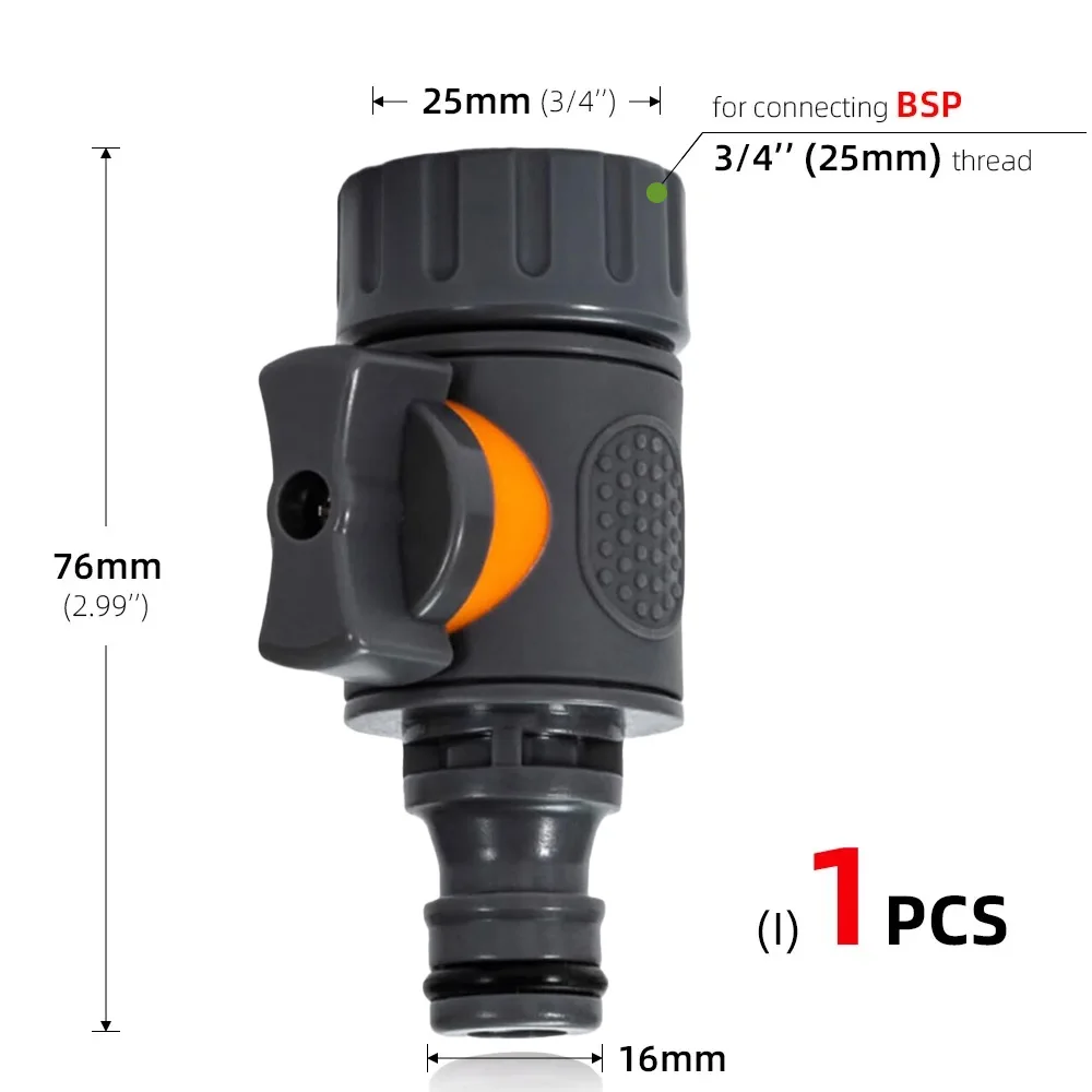 1/4 3/8'' 1/2'' 3/4'' Hose Quick Connecter Plastic Rubber Coupling Adapter Pipe Tubing Irrigation System Coupler Shut Off Valve